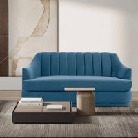 Iconic Home Eva Velvet Loveseat Blue