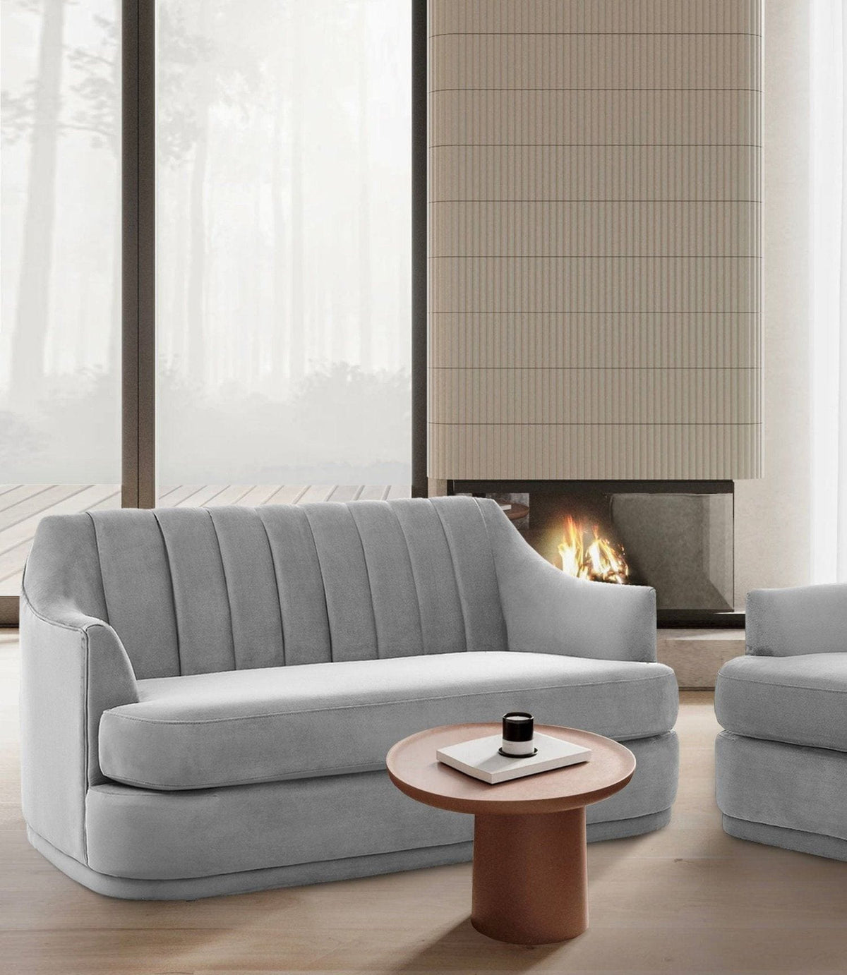 Iconic Home Eva Velvet Loveseat 