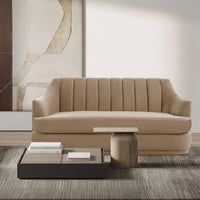 Iconic Home Eva Velvet Loveseat Taupe
