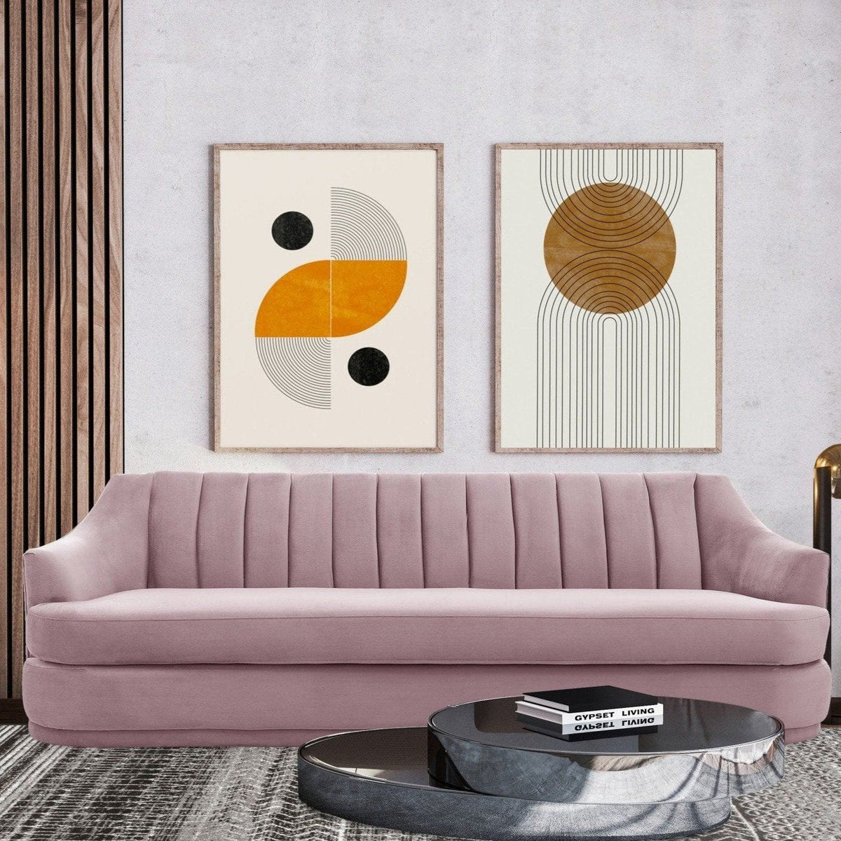 Iconic Home Eva Velvet Sofa Blush