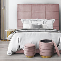 Iconic Home Koah 2 Piece Nesting Storage Ottoman Set Blush