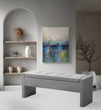 Iconic Home Kube Linen Textured Storage Bench 