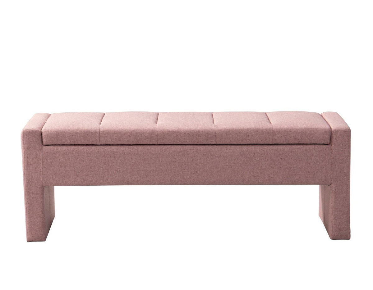 Iconic Home Kube Linen Textured Storage Bench 