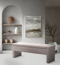 Iconic Home Kube Linen Textured Storage Bench 
