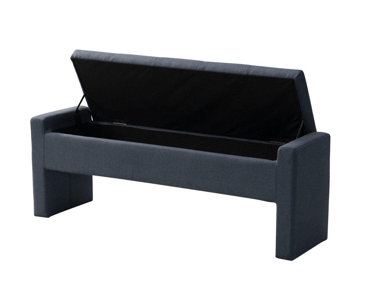 Iconic Home Kube Linen Textured Storage Bench 