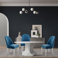 Iconic Home Mullen Velvet Dining Side Chair Set of 2 Blue