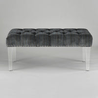 Chic Home Odette Tufted Velvet Bench Acrylic Legs Grey