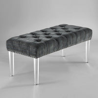 Chic Home Odette Tufted Velvet Bench Acrylic Legs Grey