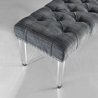 Chic Home Odette Tufted Velvet Bench Acrylic Legs Grey