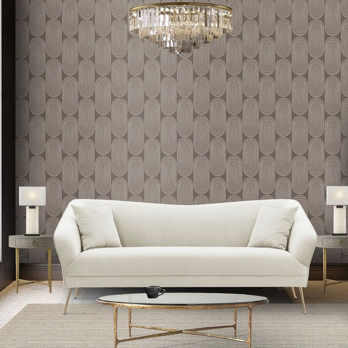 Iconic Home Potter Velvet Sofa Beige