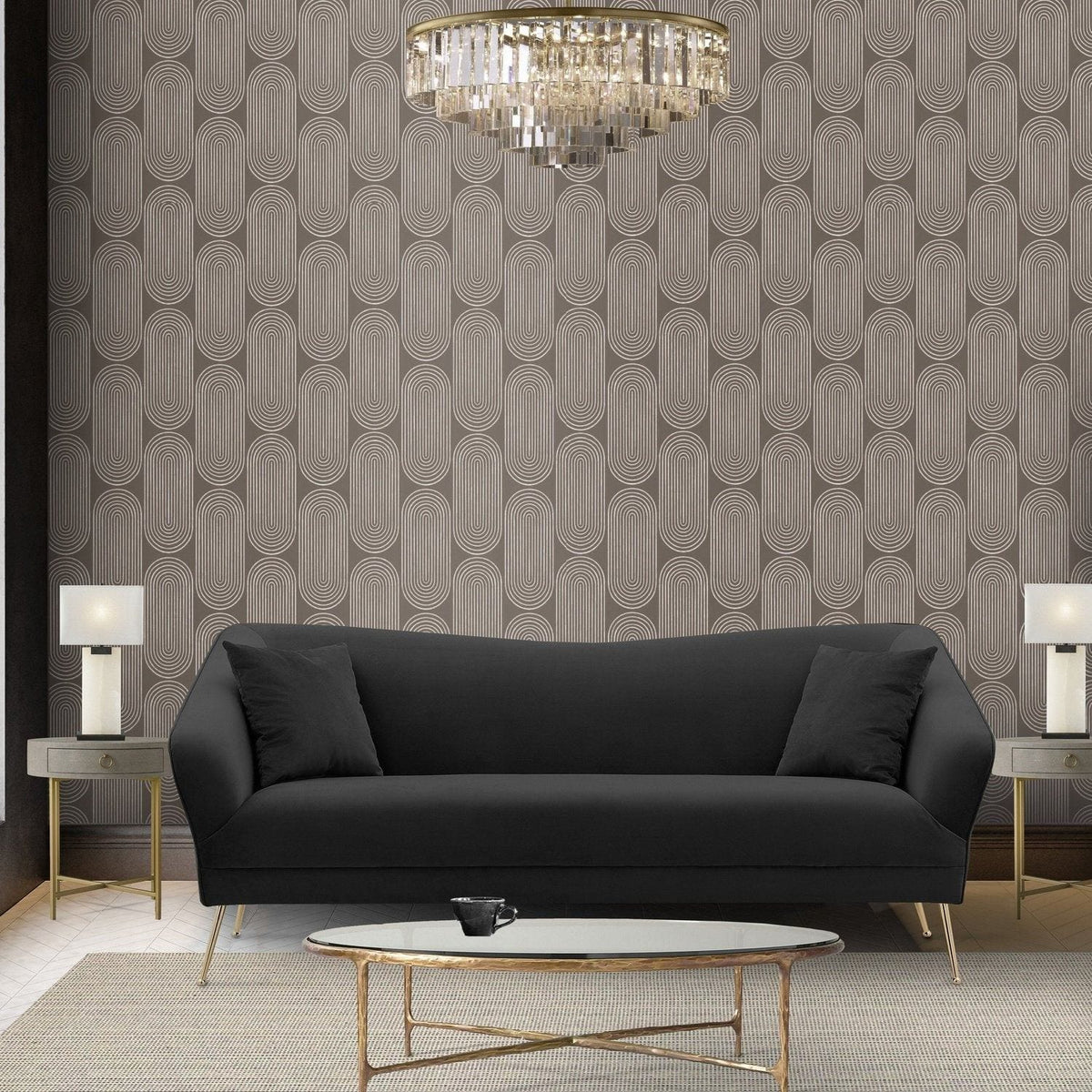 Iconic Home Potter Velvet Sofa Black
