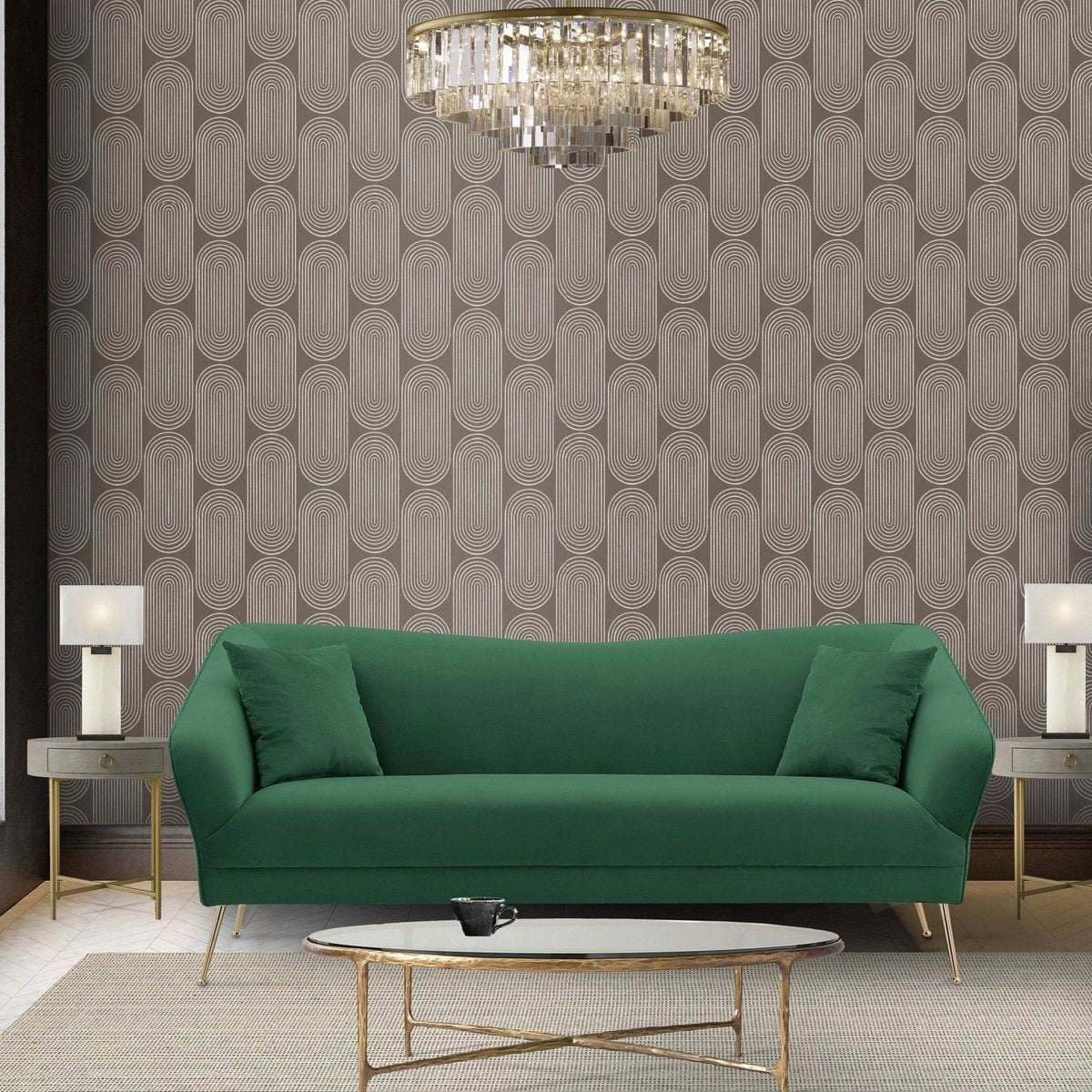 Iconic Home Potter Velvet Sofa Dark Green