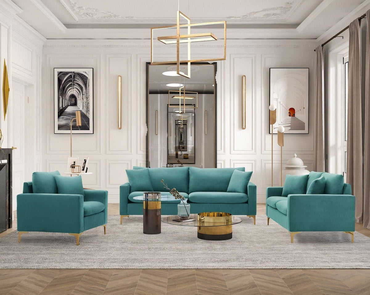 Iconic Home Roxie 3 Piece Living Room Set Green