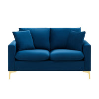 Iconic Home Roxie Velvet Loveseat Blue
