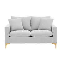 Iconic Home Roxie Velvet Loveseat Silver
