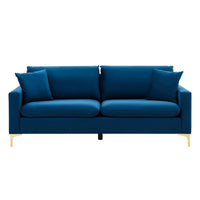 Iconic Home Roxie Velvet Sofa Blue