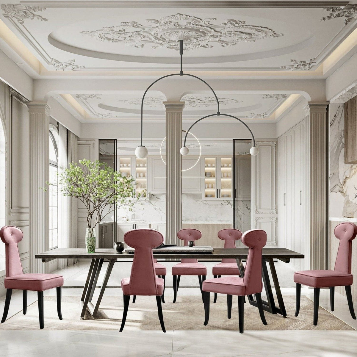 Iconic Home Sariah Velvet Dining Side Chair Set of 2 Blush