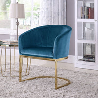 Iconic Home Siena Velvet Accent Chair Gold Metal Base Teal