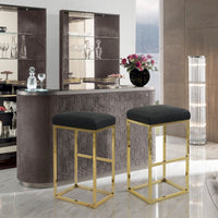 Iconic Home Skyler Faux Leather Bar Stool Chair Gold Base Black