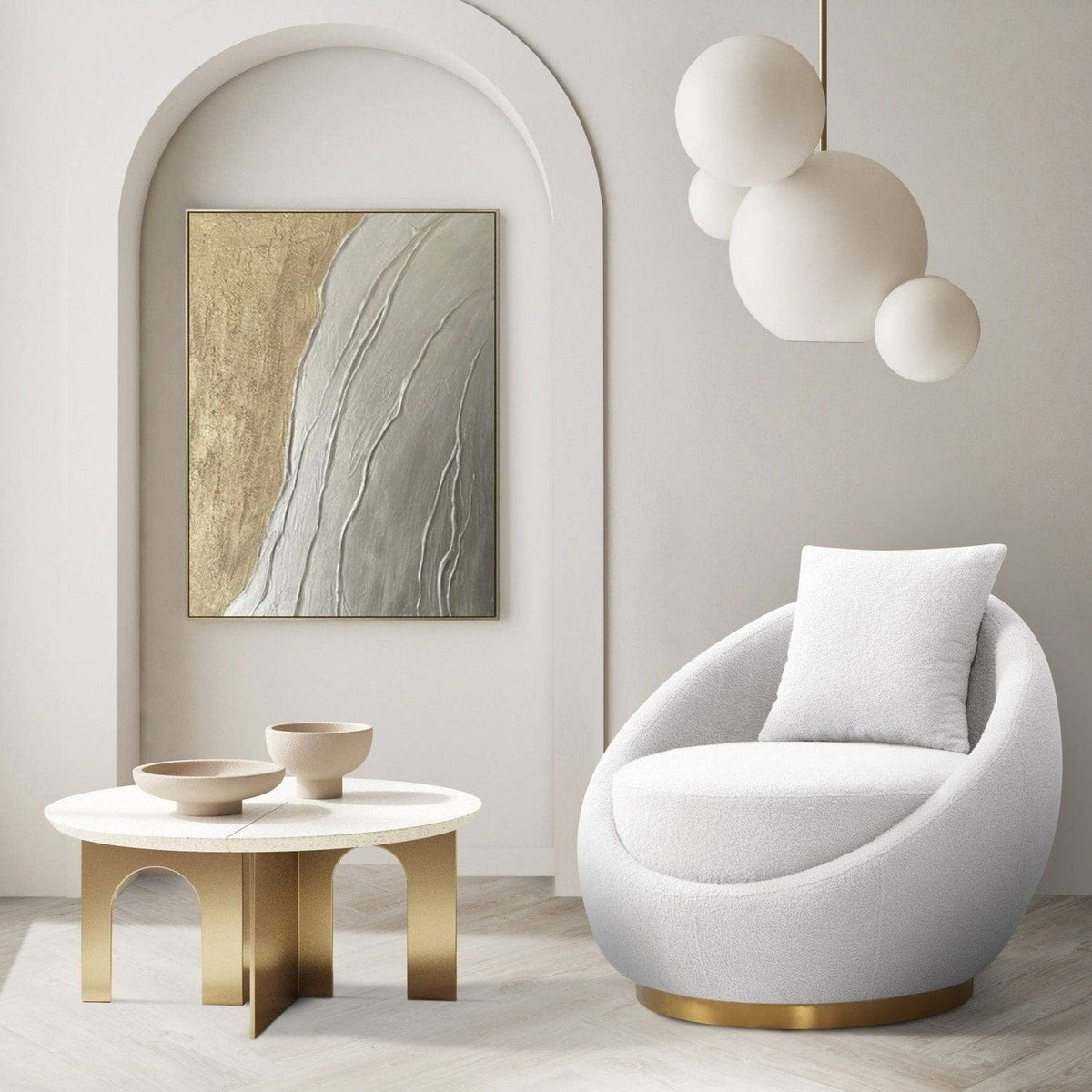 Iconic Home St Barts Shearling Accent Chair Cream