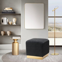 Iconic Home Swell Velvet Ottoman Black