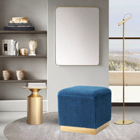 Iconic Home Swell Velvet Ottoman Navy