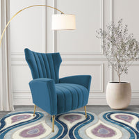Iconic Home Annalee Velvet High Back Accent Chair Teal
