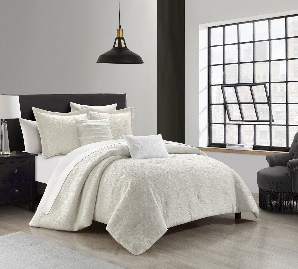 NY&C Home Artista 5 Piece Cotton Blend Jacquard Comforter Set 