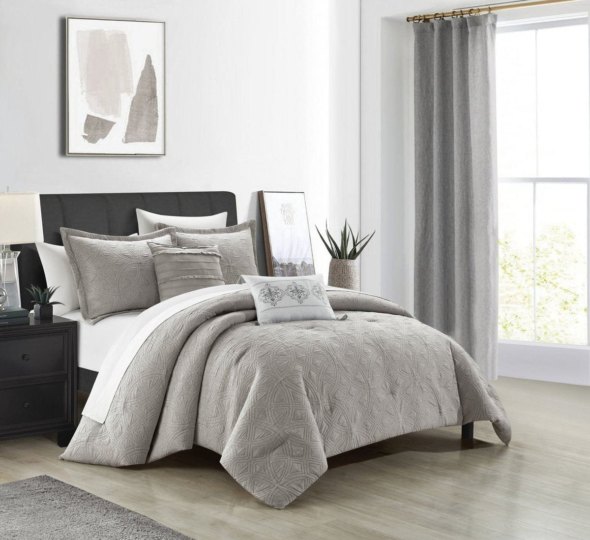 NY&C Home Artista 5 Piece Cotton Blend Jacquard Comforter Set 