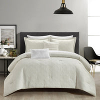 NY&C Home Artista 5 Piece Cotton Blend Jacquard Comforter Set Beige