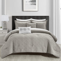 NY&C Home Artista 5 Piece Cotton Blend Jacquard Comforter Set Grey