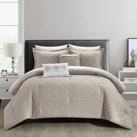NY&C Home Artista 5 Piece Cotton Blend Jacquard Comforter Set Taupe