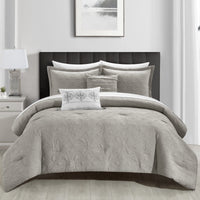 NY&C Home Artista 9 Piece Cotton Blend Jacquard Comforter Set Grey