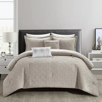 NY&C Home Artista 9 Piece Cotton Blend Jacquard Comforter Set Taupe