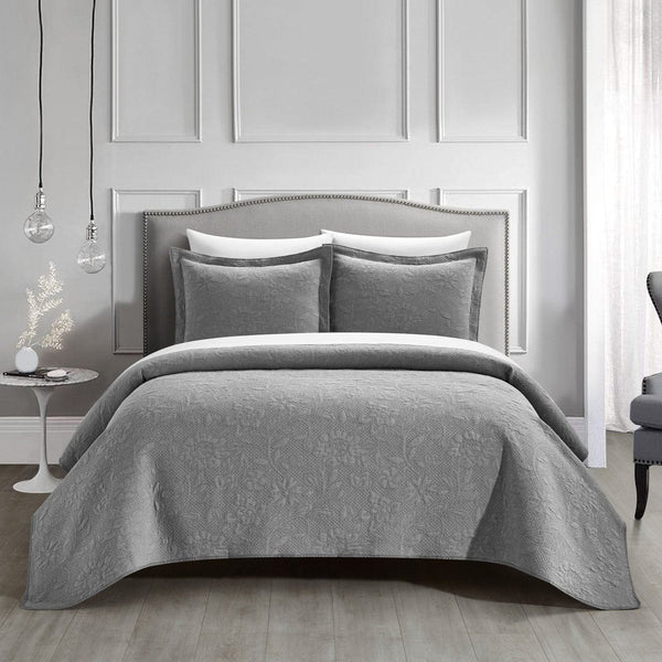 NY&C Home Austin 7 Piece Cotton Blend Quilt Set Grey