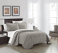 NY&C Home Cody 7 Piece Clip Jacquard Cotton Quilt Set 