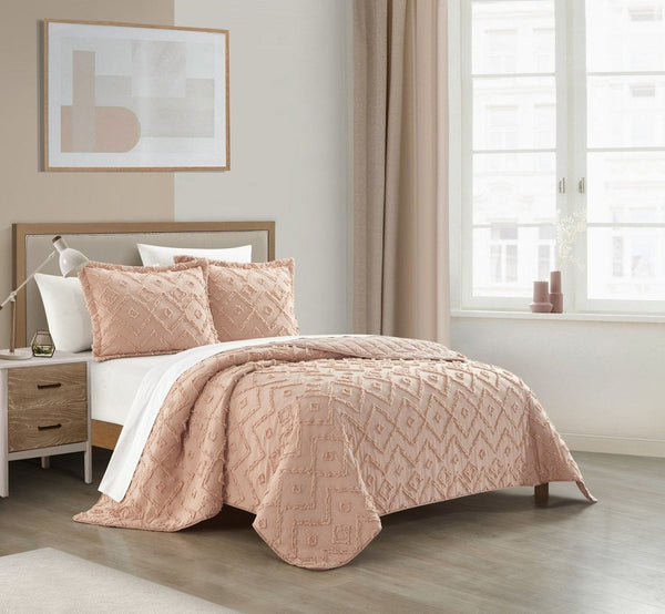 NY&C Home Cody 7 Piece Clip Jacquard Cotton Quilt Set 