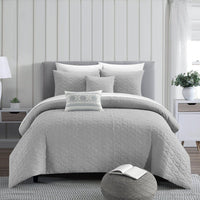 NY&C Home Davina 5 Piece Geometric Comforter Set Grey