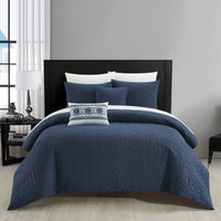 NY&C Home Davina 5 Piece Geometric Comforter Set Navy