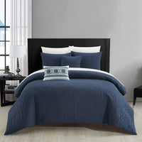 NY&C Home Davina 9 Piece Geometric Comforter Set Navy