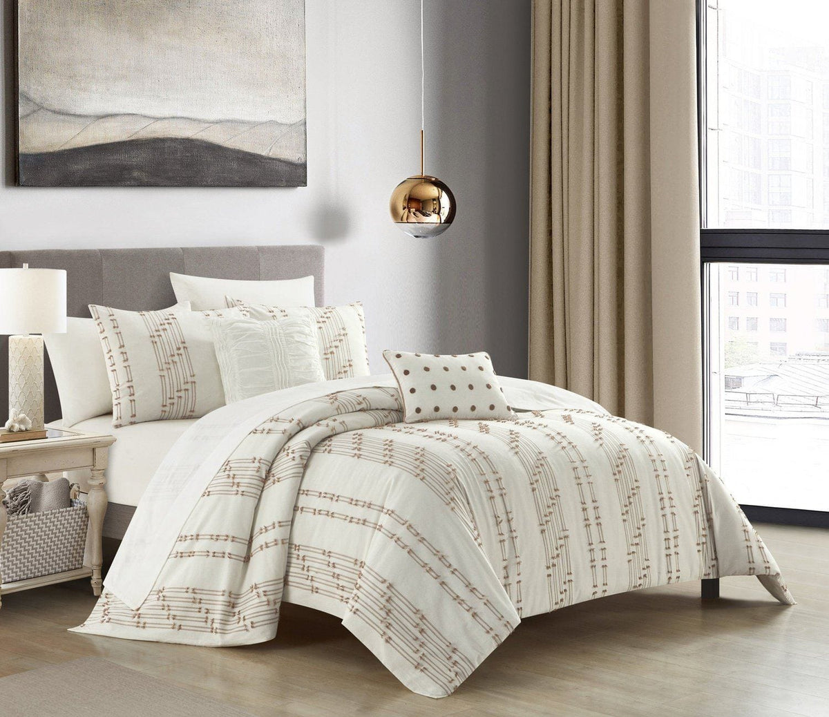 NY&C Home Desiree 9 Piece Cotton Jacquard Comforter 