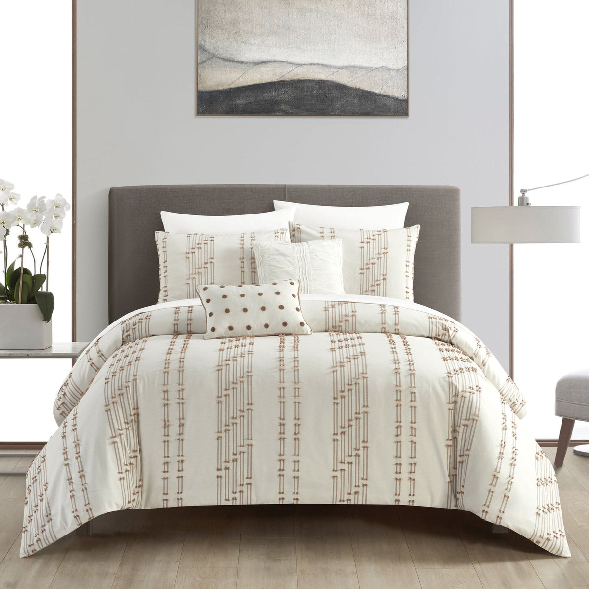 NY&C Home Desiree 9 Piece Cotton Jacquard Comforter Beige