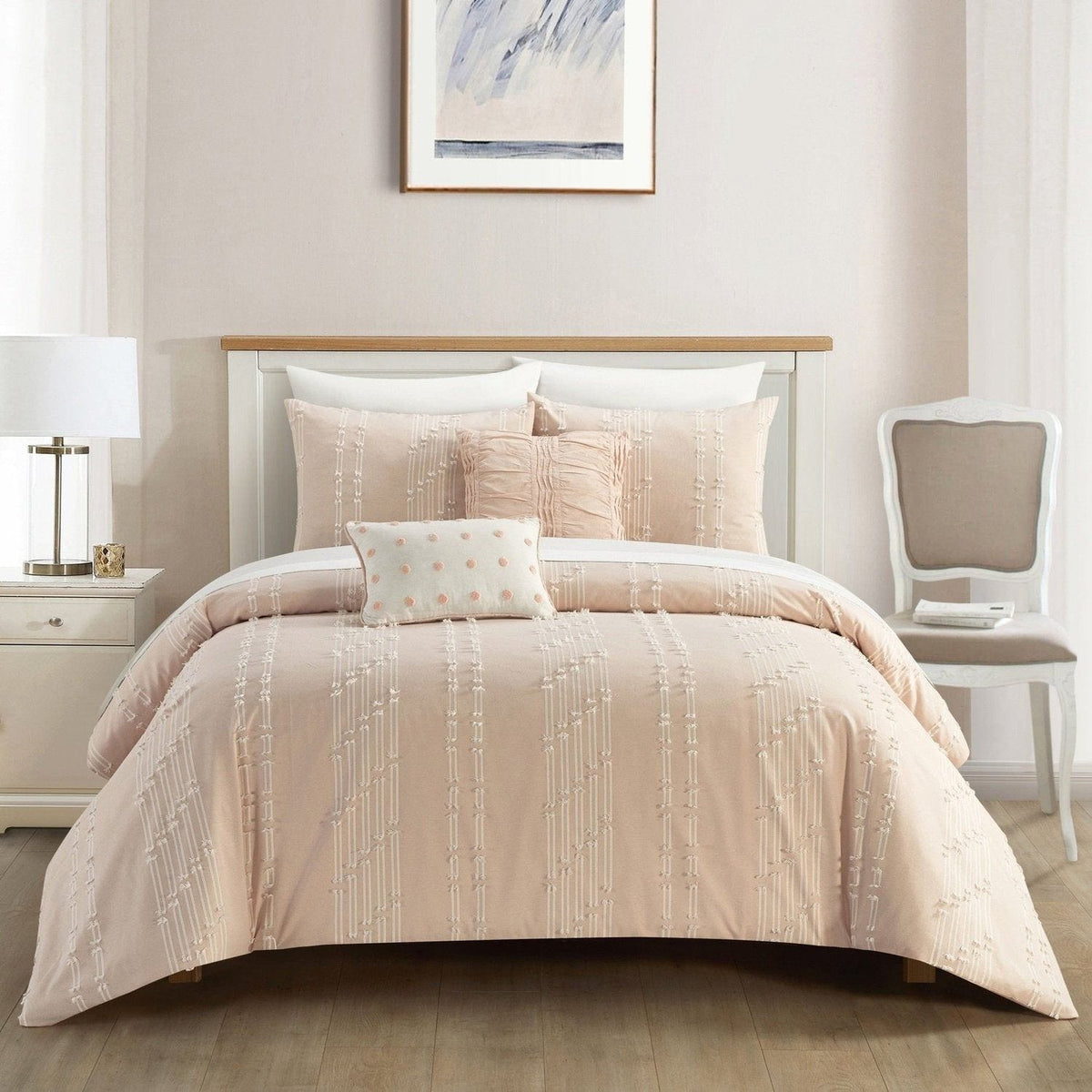 NY&C Home Desiree 9 Piece Cotton Jacquard Comforter Blush