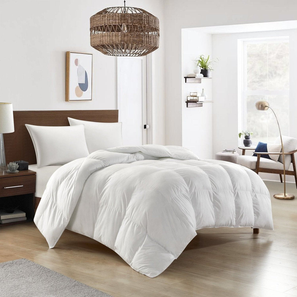NY&C Home Easeland Box Stitched Comforter White