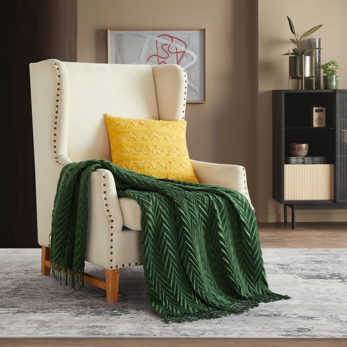 NY&C Home Foremost Ruched Throw Blanket Green
