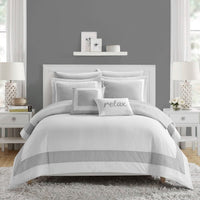 NY&C Home Gibson 9 Piece Hotel Collection Comforter Grey