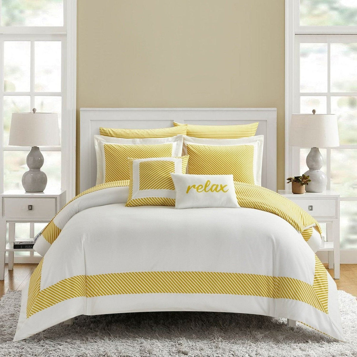 NY&C Home Gibson 9 Piece Hotel Collection Comforter Yellow