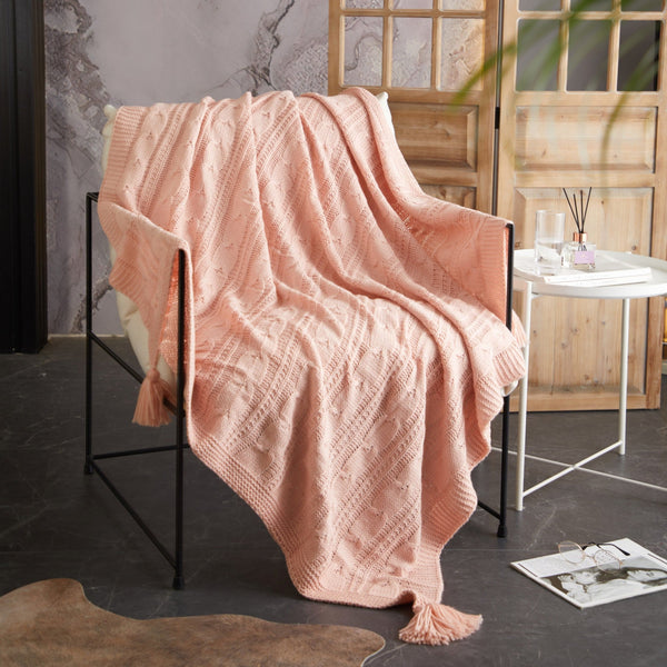 NY&C Home Jorja Knitted Throw Blanket Blush
