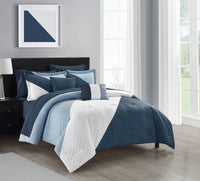 NY&C Home Kinsley 9 Piece Color Block Comforter Set 