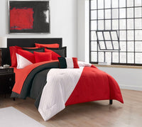 NY&C Home Kinsley 9 Piece Color Block Comforter Set 